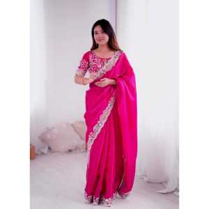 Sari Bordado Floral con Abundantes Cuentas y Lentejuelas para Bodas y Ocasiones Especiales - Product Image 2