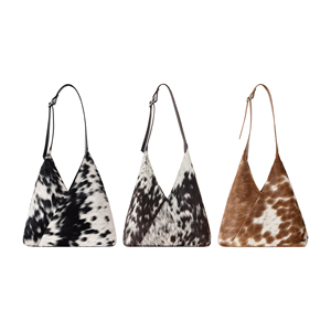 Women's Hobo Shoulder Bag Glaze Hairon Leather Large Tote Genuine Leather Handbag Fashion Polyester Lining - Product Image 1