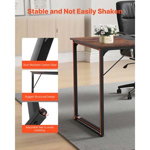 63-Inch Modern Simple Metal Frame <b>Computer</b> Desk for Home <b>Office</b> for Gaming Writing Study Large Workspace Comfortable Leather - Product Image 6