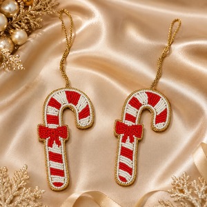 Porte-clés en acrylique fait main avec perles en forme de canne à sucre, pendentif de sac à main de Noël, ornement de sapin de Noël, cadeau de fête - Vente en gros - Product Image 6