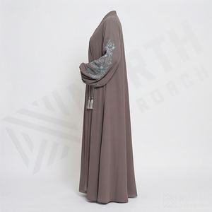 2025 OEM Kimono Outwear Abaya High Stretch Soft Thicker Polyester Fabric Muslim Women V Neck Long Sleeve Party Ramadan Wedding - Product Image 3