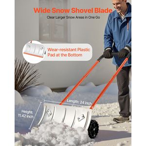 Pelle à neige à roues de 24 pouces avec lame inclinée bidirectionnelle et manche métallique réglable à 90 degrés - Product Image 2