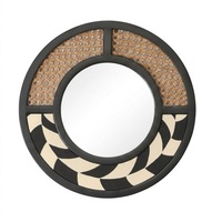 Europäischer Stil Indischer Hersteller Unregelmäßiger Holz-Wandspiegel Gerahmtes Bohemian Dekoratives Design für Innenbereich