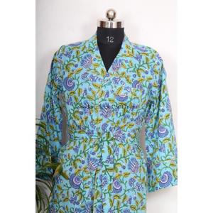 ชุดเดรสลำลองผู้หญิงผ้าฝ้ายพิมพ์ลายดิจิทัลสไตล์อินเดีย แขนยาว คอวี ซักได้ เป็นมิตรกับสิ่งแวดล้อม เหมาะสำหรับฤดูร้อน - Product Image 4