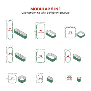 Bac à légumes surélevé en métal, modulaire, 9 en 1, pour l'extérieur, galvanisé GB027 - Product Image 3