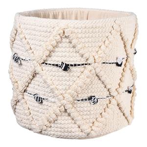 ITHL Modern Cotton Woven Storage <b>Basket</b> with Fringe Black <b>White</b> Geometric Pattern Reusable Household <b>Laundry</b> SB-20 - Product Image 6