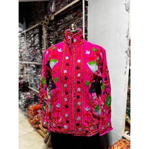 Handmade High Quality Hand Embroidered Floral <b>Velvet</b> Mandarin Collar Jacket Full Sleeve Autumn <b>Women's</b> <b>Coat</b> In Wholesale Price - Product Image 2