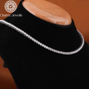 Charm_Jewells Unisex Men's Brilliant Cut Moissanite <b>Choker</b> Necklace 14K Gold Plated Claw Setting IGI Certified Ball Shape Hiphop - Product Image 3