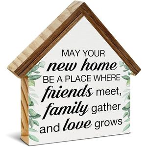 Letrero de Madera con Forma de Casa para la Buena Suerte del Propietario, Decoración para Sala de Estar, Decoración para Apartamento, Regalo Perfecto para Nuevos Propietarios - Product Image 1