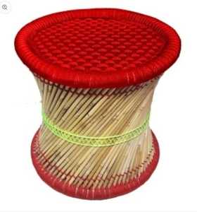 Handmade Eco-Friendly Lightweight Modern <b>Bamboo</b> <b>Stool</b> Woven Top Living Room Furniture Home Ottoman Indoor Outdoor Bone Inlay - Product Image 1