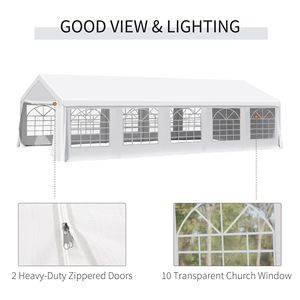 20x32ft Outdoor Party <b>Tent</b> Gazebo <b>Canopy</b> White Wedding Event Removable Sidewalls Waterproof Double Made Oxford Polyester PVC - Product Image 4