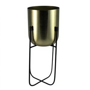 Pot de fleurs en laiton chromé, écologique et durable, design zen asiatique, QAMAR OVERSEAS BEST SELLING - Product Image 1