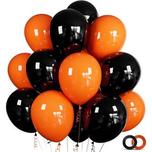 100 Palloncini in Lattice Neri e Arancioni da 12 Pollici per Halloween, Palloncini in Elio Spessi per Matrimoni, Compleanni e Altre Celebrazioni - Product Image 1