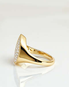 Elegante Anillo de Oro Amarillo Sólido de 14K para Mujer con Diamantes Cultivados en Laboratorio de Corte Brillante en Forma de Lágrima y Halo en Forma de Pera - Product Image 2