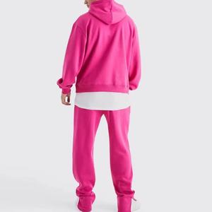 Unisex <b>Pink</b> Hooded <b>Tracksuit</b> Solid Color Casual Regular Fit Full Length Fleece Sweatshirt Pants <b>Set</b> Breathable Quick Dry Winter - Product Image 4