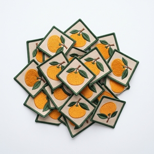 Wholesale Custom <b>Patch</b> Maker Oval Ripe Citrus Orange Badge Beige Twill Rust Border Iron On <b>Applique</b> - Product Image 5