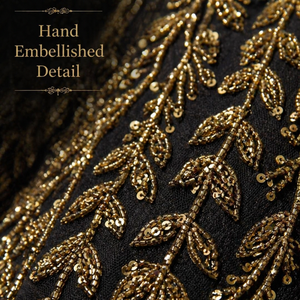 Vestido de Noche de Lujo Negro con Bordado Dorado |   Vestido de Fiesta con Lentejuelas, Diseño Exclusivo para Mujer, Espalda Descubierta, Ropa Formal, India 2026, Nueva Llegada - Product Image 2