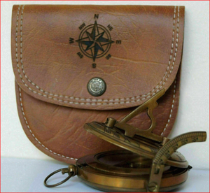 Boussole solaire maritime en laiton avec boîte en cuir, boussole solaire de poche en laiton - Product Image 4