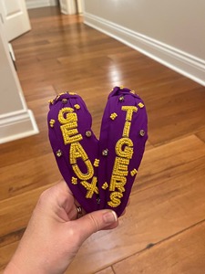 Diadema de Algodón Personalizada con Cuentas y Bordado de Tigres, Hecha a Mano, Accesorio de Moda para el Cabello, Ideal para Cumpleaños, Espíritu Universitario, Unisex, 14CM, Venta al por Mayor - Product Image 2