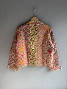 <b>Quilted</b> Cotton <b>Jacket</b> Women Floral <b>Pattern</b> Mandarin Collar Full Sleeve Autumn Regular Length Patch Pocket GIFT FOR HER - Product Image 6