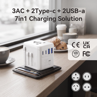 Adaptateur de voyage universel 35W PD tout-en-un avec chargeur iPhone et 2 ports Type-C, 2 ports USB-A, charge rapide pour mobile