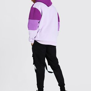 Sudadera con capucha extragrande para hombre, con bloques de color, manga raglán, diseño de patchwork de algodón y forro polar, ropa de otoño para hombre - Product Image 6