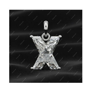 Colgante Solitario de Plata de Ley 925 con Letra Inicial X, Diamante Cultivado en Laboratorio con Certificación GIA IGI, DEF VVS VS, Regalo para Él y Ella - Product Image 1