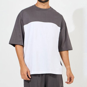 Men's Solid Oversized Cotton Quick Dry T-Shirt <b>Set</b> Casual Summer <b>Knitted</b> Short Sleeve Top Cargo Pants Gray White Two Piece - Product Image 2