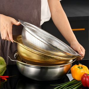 Yurtrain Colador de Arroz de Acero Inoxidable Estilo Japonés con Filtro Microporoso y Asa Metálica <span class=keywords><strong>para</strong></span> Cocina - Product Image 5