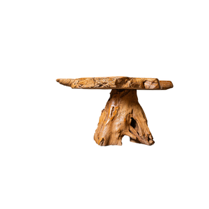 Ensemble de table en racine de teck rustique de luxe artisanal, tabourets en bois naturel, meubles de salon, villas, cafés, non pliable - Product Image 2