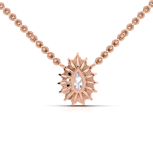 สร้อยคอจี้เพชรทรงลูกแพร์สีเหลืองขาวและโรสโกลด์ 9K ประดับเพชรแล็บโกรว์ทรงรัศมีสำหรับผู้หญิง |   เครื่องประดับชั้นดีสำหรับของขวัญเจ้าสาว - Product Image 3