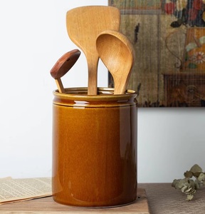 Porte-ustensiles élégant en céramique stoneware, finition émaillée, durable, résistant à la chaleur, organiseur de comptoir de cuisine - Product Image 2