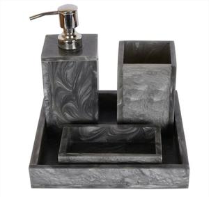 Ensemble de salle de bain en résine époxy au design créatif, 6 pièces, pour la maison, distributeur de savon, porte-brosse à dents, plateau de toilette à prix abordable - Product Image 1