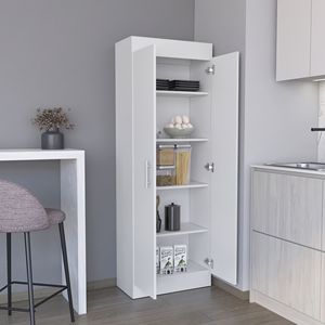 Armadio Dispensa Bianco Alto 170 cm con Due Ante e 5 Ripiani Interni, Mobili da Cucina - Product Image 3
