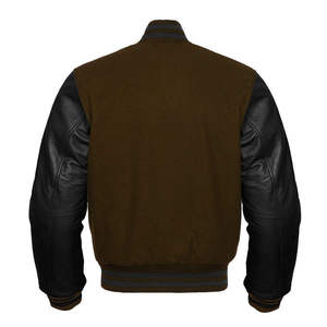 Men's <b>Red</b> <b>Varsity</b> <b>Jacket</b> <b>Black</b> PU Leather Sleeves Stand Collar Casual Solid Color Button Closure Autumn Regular Fit - Product Image 4