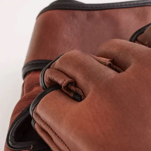 Vintage Brown Genuine Leather MMA <b>Gloves</b> – Half-Finger Grappling & Martial Arts Training <b>Gloves</b> - Product Image 5