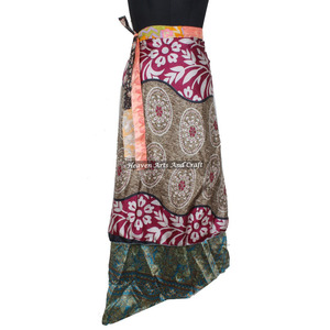 Vintage Silk Saree Wrap <b>Skirt</b> Plus Size Maxi Dress Beach Wear Indian <b>Summer</b> - Product Image 5