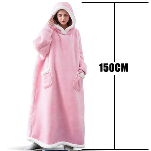 Winter Oversized Pullover <b>Fleece</b> Sweatshirt Long Pink Flannel Sleeves Women/Men's Giant TV Hoodie One Size <b>Wearable</b> <b>Blanket</b> - Product Image 1