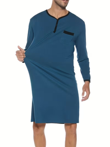 Camisones Térmicos de Lujo para Hombre, Cuello en V, 100% Algodón, Ropa de Dormir Cómoda, Fabricada en Bangladesh - Product Image 4