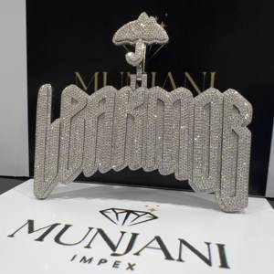 Colgante de Plata 925 con Diamante Moissanita VVS de Corte Brillante, Chapado en Plata, Certificado IGI, Estilo Hip Hop, Personalizado con Nombre para Hombre - Product Image 3