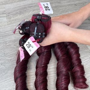 Extensiones de cabello virgen vietnamita crudo 100% Super calidad rizo hinchable rápido Borgoña cabello humano suave y sedoso tejido de alta calidad - Product Image 6