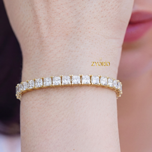 Bracelet tennis en diamant de laboratoire, plaqué or et argent, élégance intemporelle, cadeau de fête brillant, classique - Product Image 6