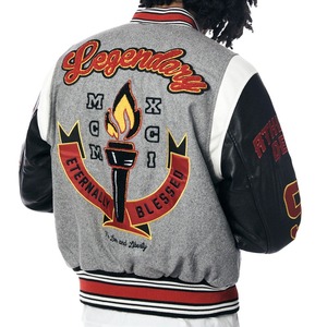 Custom Embroidery Men's <b>Varsity</b> <b>Jacket</b> <b>Vintage</b> Letterman Bomber <b>Jacket</b> Wool Body PU Leather Sleeves Streetwear <b>Varsity</b> <b>Jackets</b> - Product Image 3