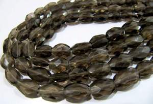 Perles de quartz fumé naturel véritable, facettées, ovales, forme Mani, briolette, 8 à 10 mm, longueur 13 pouces - Product Image 6