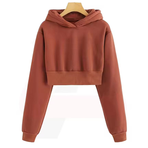 Sudaderas con Capucha Cortas Personalizadas con Logotipo, Ropa para Mujer, 100% Algodón, Felpa, Sudaderas Cortas Holgadas para Mujer - Product Image 2