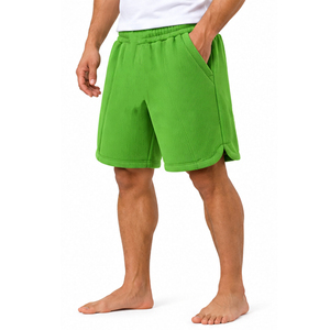 OEM <b>Mens</b> Waffle Knit <b>Shorts</b> Casual Summer Sportswear Elastic Waist Drawstring Gym Workout Fitness Training <b>Lounge</b> <b>Shorts</b> For <b>Men</b> - Product Image 3
