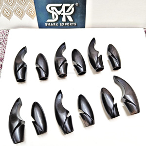 Boutons de pointe Longbow en corne de buffle Encoches de corde de tir à l'arc faites à la main pour arcs en bois traditionnels Accessoires de tir à l'arc durables Exportation - Product Image 5