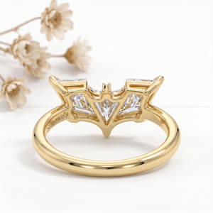 Bague de fiançailles originale en diamant de laboratoire en forme de papillon, taille fantaisie, solitaire sculptural, bijoux de mariage - Product Image 4