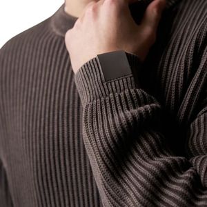 Pull col rond côtelé marron délavé pour homme – Qualité supérieure, manches longues, style tendance - Product Image 3
