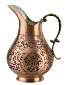 <b>Kitchen</b> Tabletop Dining Water Pitcher Wholesale 1L Shiny Polished Water <b>Copper</b> Jug with <b>Handle</b> Home Tabletop - Product Image 1